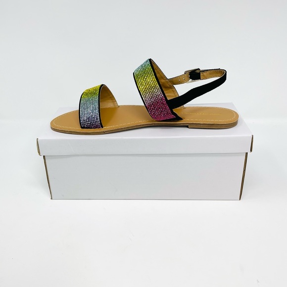 Shoe Republic LA Women Rhinestone Slide Sandals - Picture 11 of 12